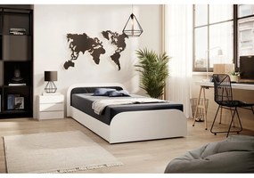 Biela/tmavosivá čalúnená/z drevotriesky jednolôžková posteľ s úložným priestorom s matracom 80x190 cm Parys – ELTAP