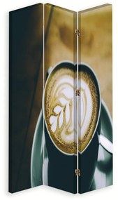 Ozdobný paraván, Káva se vzorem - 110x170 cm, trojdielny, obojstranný paraván 360°