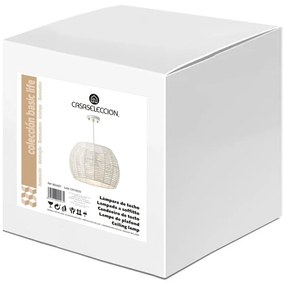 Biele stropné svietidlo s bambusovým tienidlom ø 35 cm – Casa Selección