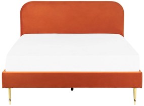 Zamatová posteľ 180 x 200 cm oranžová FLAYAT Beliani
