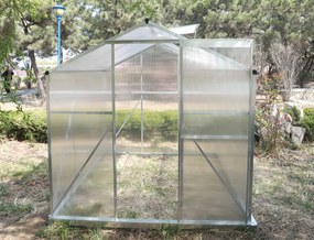 Skleník so základňou BestBerg BBGH‑606S / 3,61 m² / 190 × 190 × 194 cm / strieborná