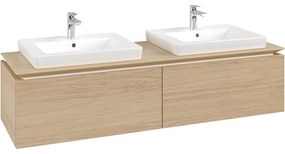 VILLEROY &amp; BOCH Legato závesná skrinka pod dve umývadlá, 2 zásuvky, 1600 x 500 x 380 mm, Nordic Oak, B69200VJ