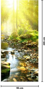 Fototapeta na dvere - Rieka v zelenom lese (95x205cm)