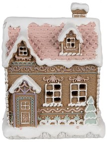 Hnedá svietiaca perníková chalúpka Gingerbread House - 13 * 10 * 16 cm / 3 * AAA