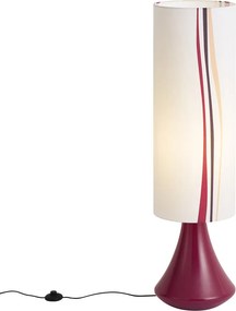 Retro stojaca lampa fialová s viacfarebným látkovým tienidlom - Mina