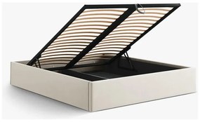 Béžová čalúnená dvojlôžková posteľ s úložným priestorom/bez čela s roštom 200x200 cm Susan – Micadoni