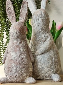 Béžová antik dekorácia socha králik - 15*12*31 cm