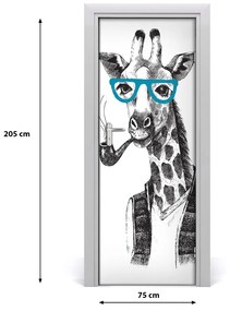 Samolepiace fototapety na dvere Žirafa s okuliarmi 75x205 cm