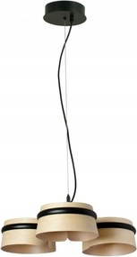 Dizajnové závesné svietidlo Faro Loop z jaseňového dreva, Led 18W, čierna