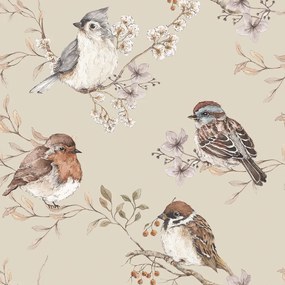 DEKORNIK Birds Beige - Tapeta