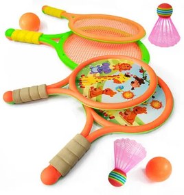LEAN TOYS Bedmintonové rakety Dinosaury - oranžovo zelené