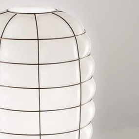 SIRU - Luster na lanku LANTERNA 1xE27/60W/230V pr. 32 cm čierna/biela benátske sklo