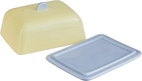 BUTTER Dóza na maslo keramická - žltá/modrá