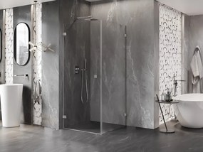 Mexen Lunar-B, výklopný sprchový kút ľavý 100 x 100 cm, 8mm číre sklo, oceľový profil, 832-100-100-97-00-L