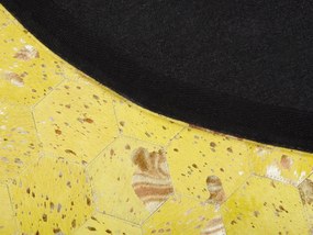 Okrúhly kožený koberec ⌀ 140 cm žltý ZEYTIN Beliani