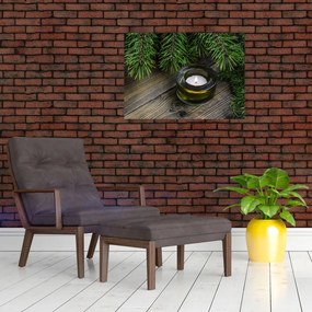 Sklenený obraz - vianočná sviečka (70x50 cm)