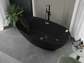 Mexen Eris, voľne stojaca vaňa 170 x 80 cm, čierna,  chrómový prepad, 53441708070-01