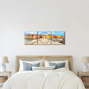 Obraz - Staré istrijské mesto v Poreči, Chorvátsko (s hodinami) (90x30 cm)
