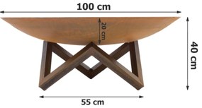 ZÁHRADNÉ OHNISKO NEREO CORTEN 100 cm