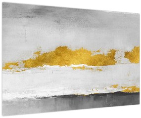 Obraz - Zlaté a šedé ťahy (90x60 cm)