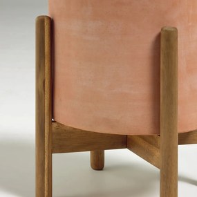 Terakotový kvetináč na drevenom podstavci Kave Home Dalva, ⌀ 30 cm