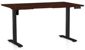 Výškovo nastaviteľný stôl OfficeTech B, 140 x 80 cm, čierna podnož, wenge