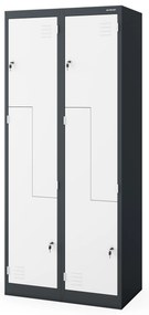 Kovová skriňa typu "L" JULIA, 800 x 1850 x 450 mm, antracitovo-biela