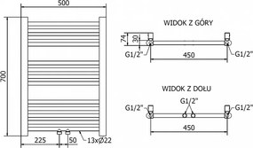 Mexen Mars, elektrické vykurovacie teleso 700 x 500 mm, 300 W, zlatá lesklá, W110-0700-500-2300-50