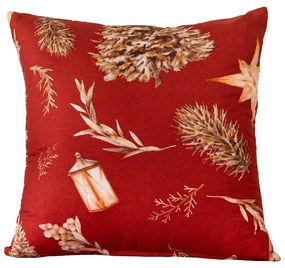 Obliečka na vankúš z mikrovlákna GOLD CHRISTMAS 45x45 cm, červená