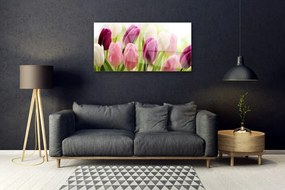Skleneny obraz Tulipány kvety príroda lúka 125x50 cm