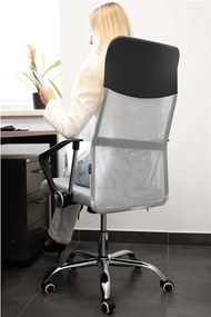 Kancelárska stolička Springos HF0032 – otočná, na kolieskach, sivo-čierna