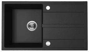 Kuchinox Viti, 1-komorový granitový drez 760x440x175 mm + sifón, čierna škvrnitá, LAV-SBX_711Y