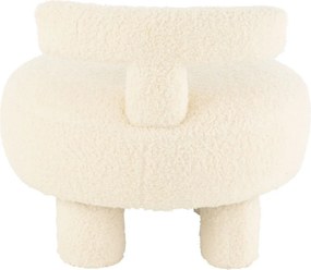 Biela okrúhla stolička s opierkou Teddy Bouclé White - Ø 52*49 cm