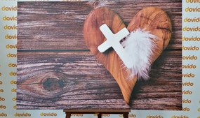Obraz kríž na drevenom pozadí - 60x40