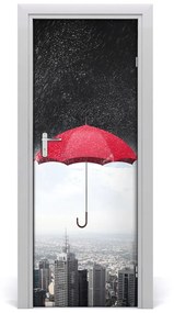 Fototapeta samolepiace dvere dáždnik nad mestom 75x205 cm