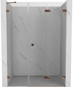 Mexen Lunar-F, pravé sklápacie sprchové dvere 150 cm, 8mm číre sklo, ružové zlato profil, 836S-150-050-60-00-P