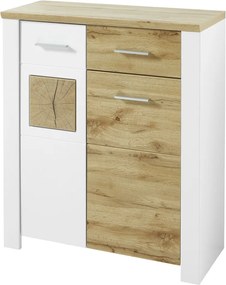 Úložná komoda/ botník Materio, dub/biela