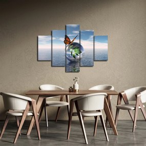 Obraz motýľa na sklenenej guli (150x105 cm)