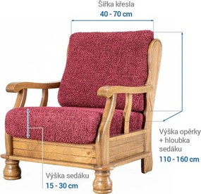 Bielastické poťahy VITTORIA bordó kreslo s drevenými rúčkami (š. 40 - 70 cm)