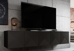 Závesný TV stolík Asha 200 cm - čierny mat