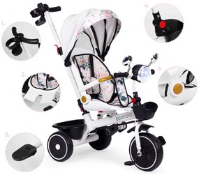 Detská trojkolka s otočným sedadlom a strieškou biela ECOTOYS