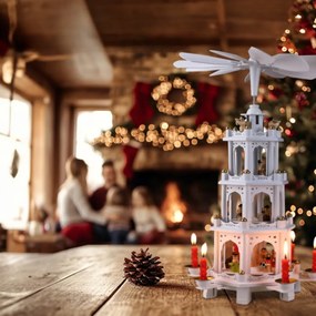 Spielwerk Vianočná pyramída MERRY, 60x20x20cm, biela