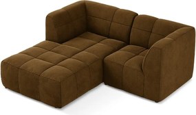 Zamatová rohová pohovka v horčicovej farbe (ľavý roh/s leňoškou) Aloha – Makamii