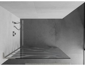 Mexen Kioto L, sprchová zástena Walk-In 70 x 200 cm, 8mm číre sklo biely vzor, brúsená oceľ profil, 800-070-103-97-97