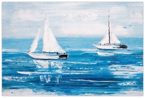 Obraz - Maľba jachty na mori (90x60 cm)