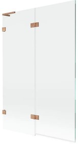 Mexen Lunar L, 2-krídlová vaňová zástena ľavá 120 x 150 cm, číre sklo, medená matná, 897L-120-100-65-00-L
