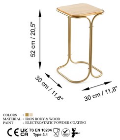 Príručný stolík Stevie C (zlatá + prírodná). Vlastná spoľahlivá doprava až k Vám domov. 1089711