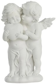 Sada 2ks bielych anjelov na guľu s ružami a so srdcom - 12,5*10*21cm