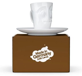 Biela maškrtná porcelánová šálka na espresso s tanierikom 58products, objem 80 ml