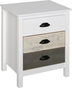 HOMCOM Moderný nočný stolík s 3 zásuvkami pre spálňu a obývačku 50x38x65 cm Biela | Aosom